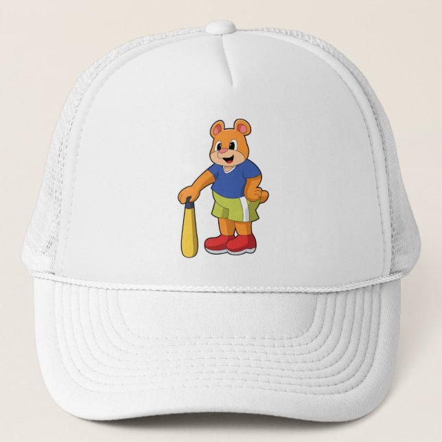 Gorra De Camionero Oso de béisbol con bate de béisbol (Anverso)