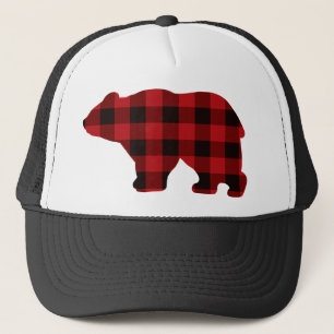 Gorra De Camionero Oso de cuadros rojos y negros clásico de campo