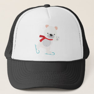 Gorra De Camionero Oso de invierno de patinaje sobre hielo