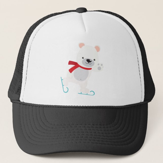 Gorra De Camionero Oso de invierno de patinaje sobre hielo (Anverso)