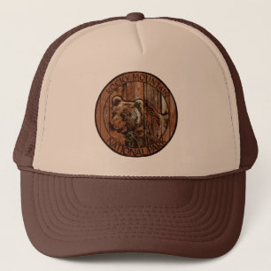 Gorra De Camionero Oso de madera del Parque Nacional de las Montañas 