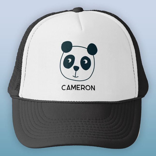 Gorra De Camionero Oso De Panda Cute Personalizado (Fun kawaii panda bear trucker hat with personalized name)