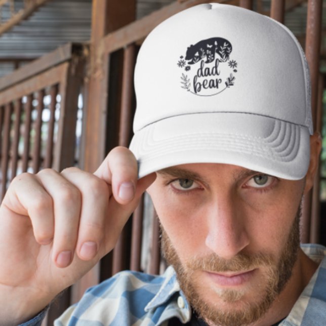 Gorra De Camionero Oso De Papá Floral Blanco Y Negro (Subido por el creador)
