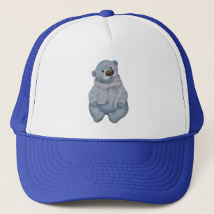 Gorra De Camionero oso de peluche azul juguetón en una chaqueta con u