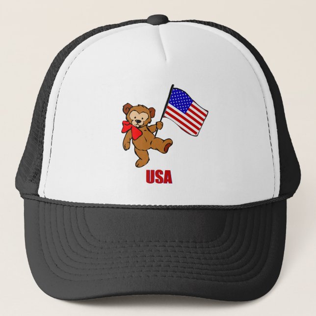 Gorra De Camionero Oso de peluche de los E.E.U.U. (Anverso)