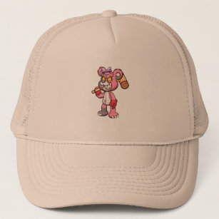 Gorra De Camionero oso de peluche rosa malvado sosteniendo una gran m