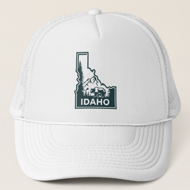 Gorra De Camionero Oso del mapa de Idaho (Anverso)