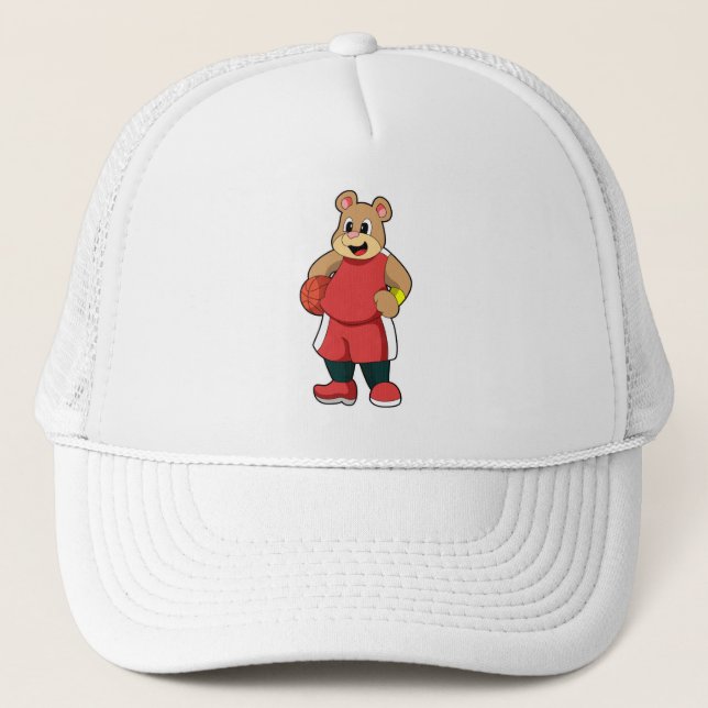 Gorra De Camionero Oso en el baloncesto (Anverso)