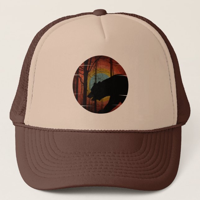 GORRA DE CAMIONERO OSO EN EL BOSQUE DE MADERA (Anverso)
