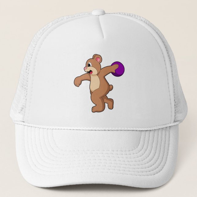 Gorra De Camionero Oso en el Bowling con bolas (Anverso)