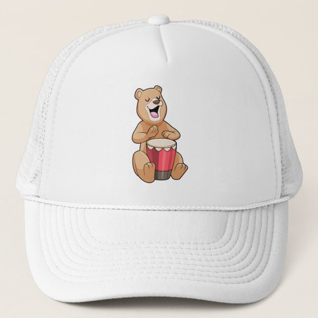 Gorra De Camionero Oso en la música con tambor (Anverso)