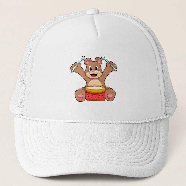 Gorra De Camionero Oso en la música con tambor (Anverso)
