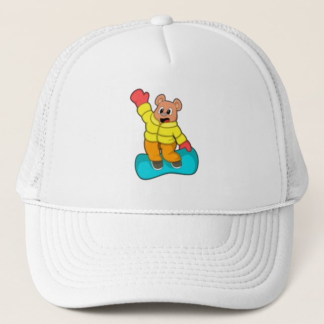 Gorra De Camionero Oso en los deportes de snowboard (Anverso)