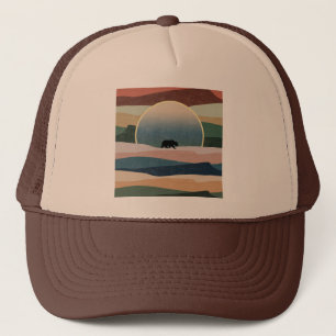 GORRA DE CAMIONERO OSO EN PUESTO DEL SOL DEL DESIERTO