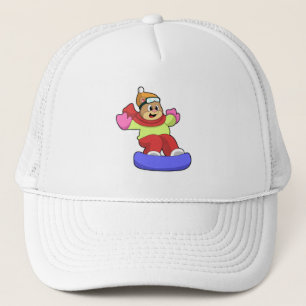 Gorra De Camionero Oso en Snowboard con Snowboard