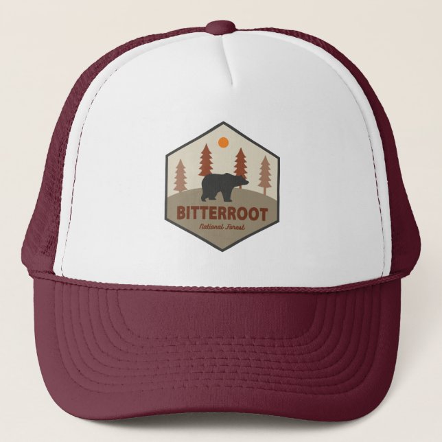 Gorra De Camionero Oso Forestal Nacional Bitterroot (Anverso)