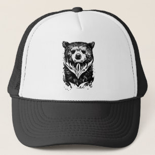 Gorra De Camionero Oso Grizzly Wild Animal Nature Ilustracion Art