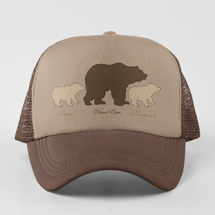 Gorra De Camionero Oso Mamá Personalizado Con 2 Nombres De Hijos Rega