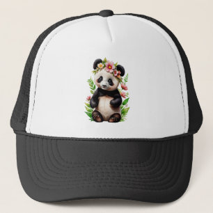 Gorra De Camionero Oso Panda Transparente Con Flores