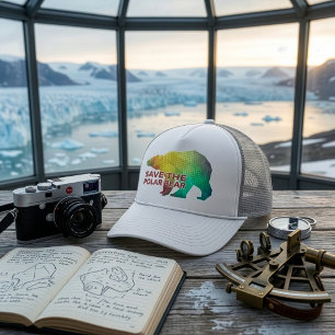 GORRA DE CAMIONERO OSO POLAR DE COLOR MOSAICO(SALVA AL OSO POLAR)