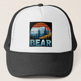 GORRA DE CAMIONERO OSO VINTAGE NATURALEZA SALVAJE BOSQUE ATARDECER