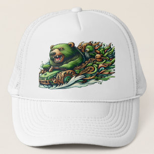 Gorra De Camionero Osos animados montando un auto verde