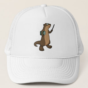 Gorra De Camionero Otter como profesor con libro y puntero