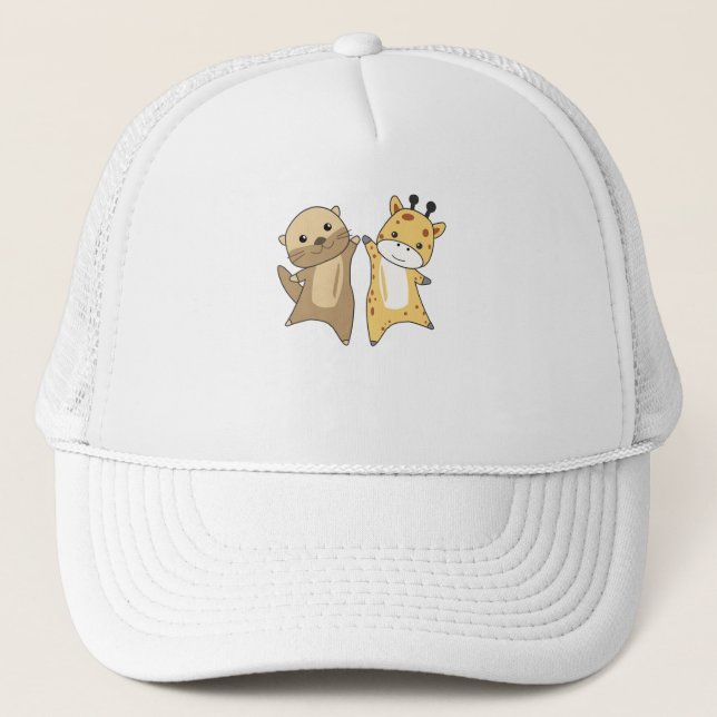 Gorra De Camionero Otter Giraffe Sweet Animales Para Niños Animal (Anverso)