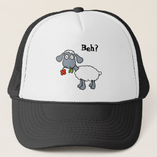 Gorra De Camionero Oveja Cordero Blanco Lindo con Flor Roja Divertida