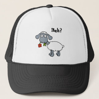Gorra De Camionero Oveja Cordero Blanco Lindo con Flor Roja Divertida