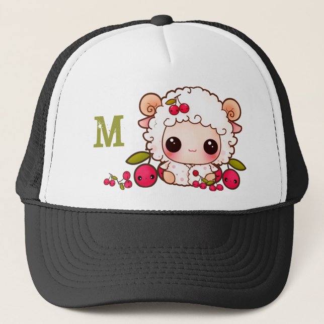 Gorra De Camionero Ovejas y cerezas de Kawaii - cones monograma (Anverso)