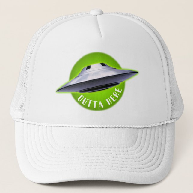 Gorra De Camionero OVNI alienígena: divertido "Fuera de aquí" (Anverso)