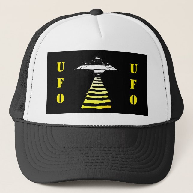 Gorra De Camionero OVNI - Amarillo blanco y negro (Anverso)