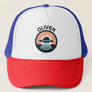 Gorra De Camionero OVNI lindo en la puesta de sol