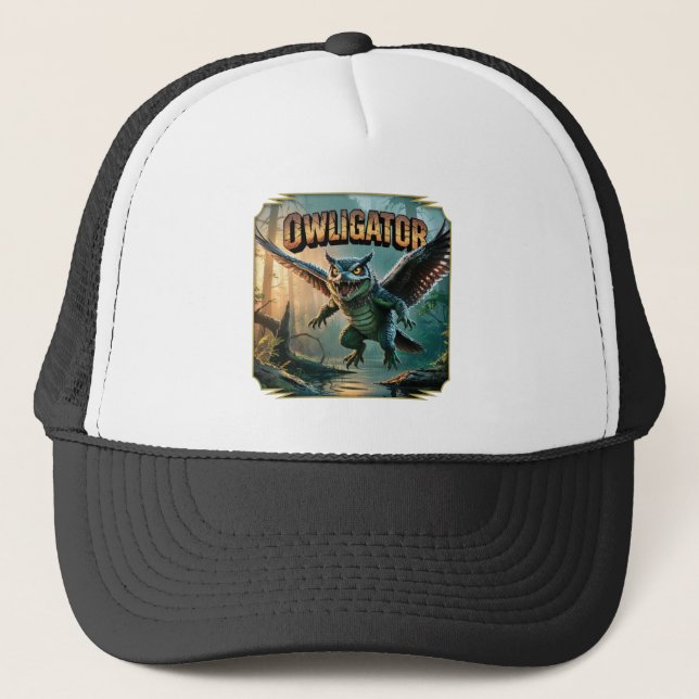 Gorra De Camionero Owligator Illustration – Owl Alligator Funny Scary (Anverso)