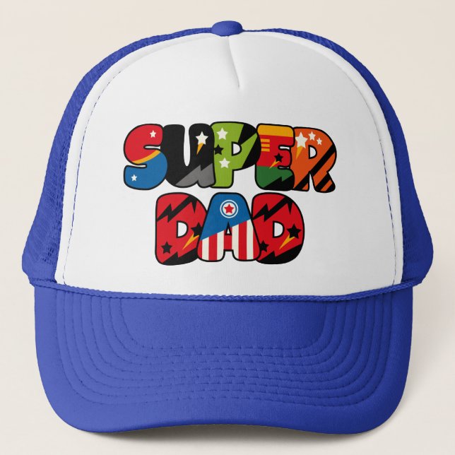 Gorra De Camionero Padre Día Regalo Superhéroe Superhéroe Papá (Anverso)