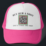 Gorra De Camionero Pago QR de la bachillerato de la novia rosa y verd<br><div class="desc">Una manera mucho más segura de dejar que extraños, amigos o familia compren a la futura novia un trago en su noche de soltera, este lindo camionero que incluye texto editable y un escandaloso código QR configurado con una opción de pago personalizado. Un marco precoz de rosa y verde es...</div>