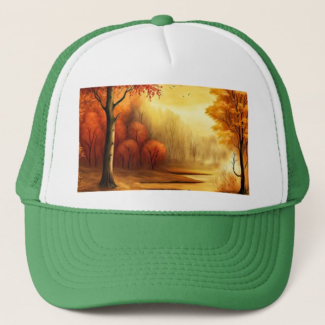 Gorra De Camionero Paintaje paisajístico de otoño-87546 (Anverso)