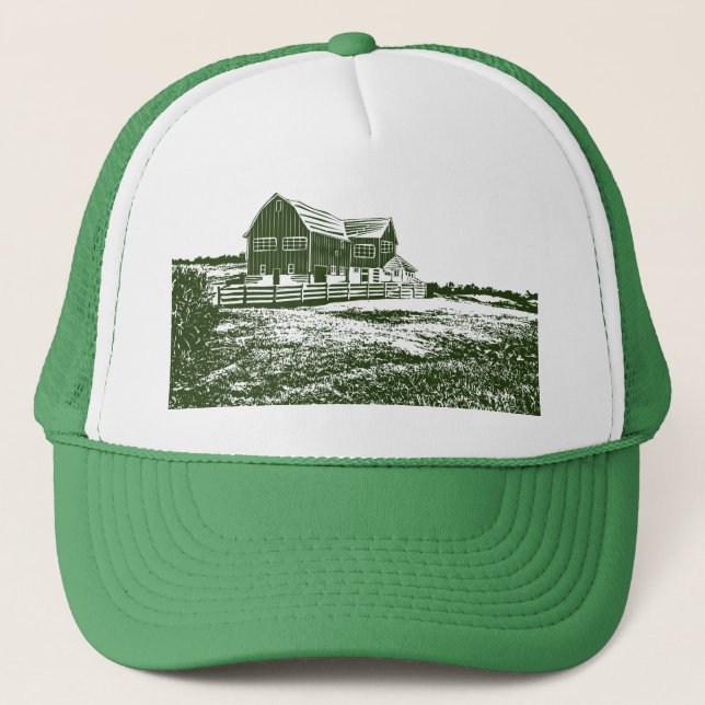 Gorra De Camionero Paisaje campestre estilo madera casa de campo (Anverso)