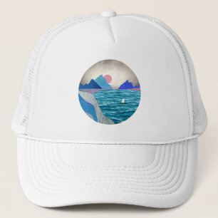 Gorra De Camionero Paisaje de la ensenada náutica