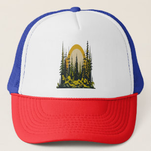 Gorra De Camionero Paisaje natural minimalista Árboles Montañosos