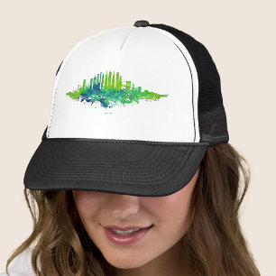 Gorra De Camionero Paisaje urbano de la ciudad de Nueva York en acuar