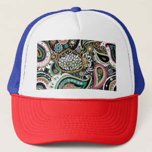 Gorra De Camionero Paisley asiático: diseño moderno y sin fisuras.