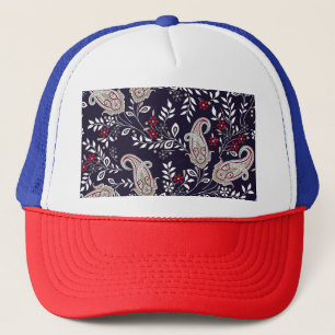 Gorra De Camionero Paisley tradicional india, patrón sin fisuras.