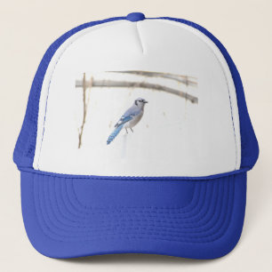 Gorra De Camionero Pájaro Azul Sobre Blanco