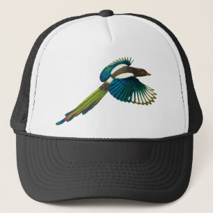Gorra De Camionero Pájaro colorido de la urraca, ilustracion del
