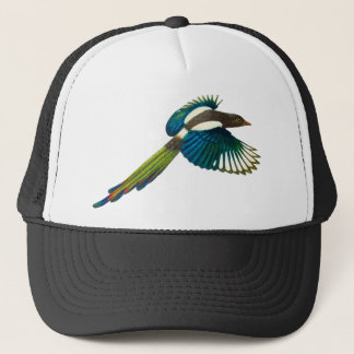 Gorra De Camionero Pájaro colorido de la urraca, ilustracion del
