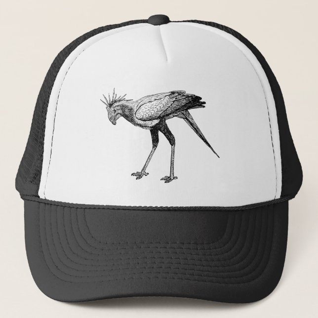 Gorra De Camionero Pájaro del Secretario de dibujo de la Línea Blanca (Anverso)