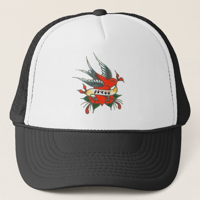 Gorra De Camionero Pájaro del tatuaje de Amore (Anverso)