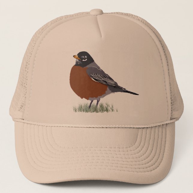 Gorra De Camionero Pájaro dibujado Digital americano rojo del (Anverso)